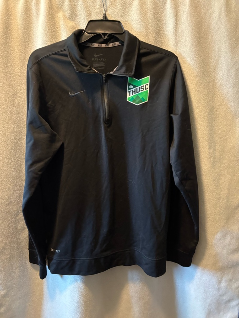 Nike Black Dri-FIT Quarter-Zip Pullover with Green THUSC Patch